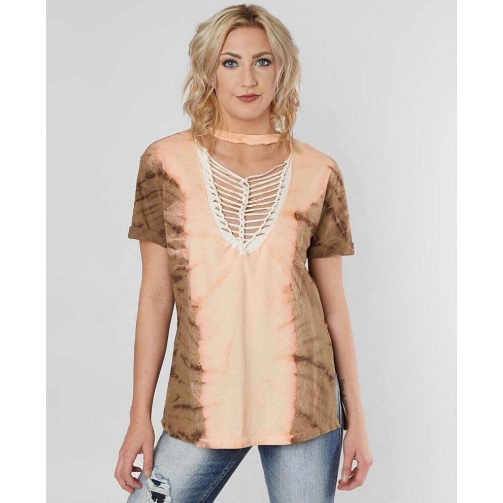 Affliction Standard Series Women's Distress Western Pepper Wash Web T-shirt M